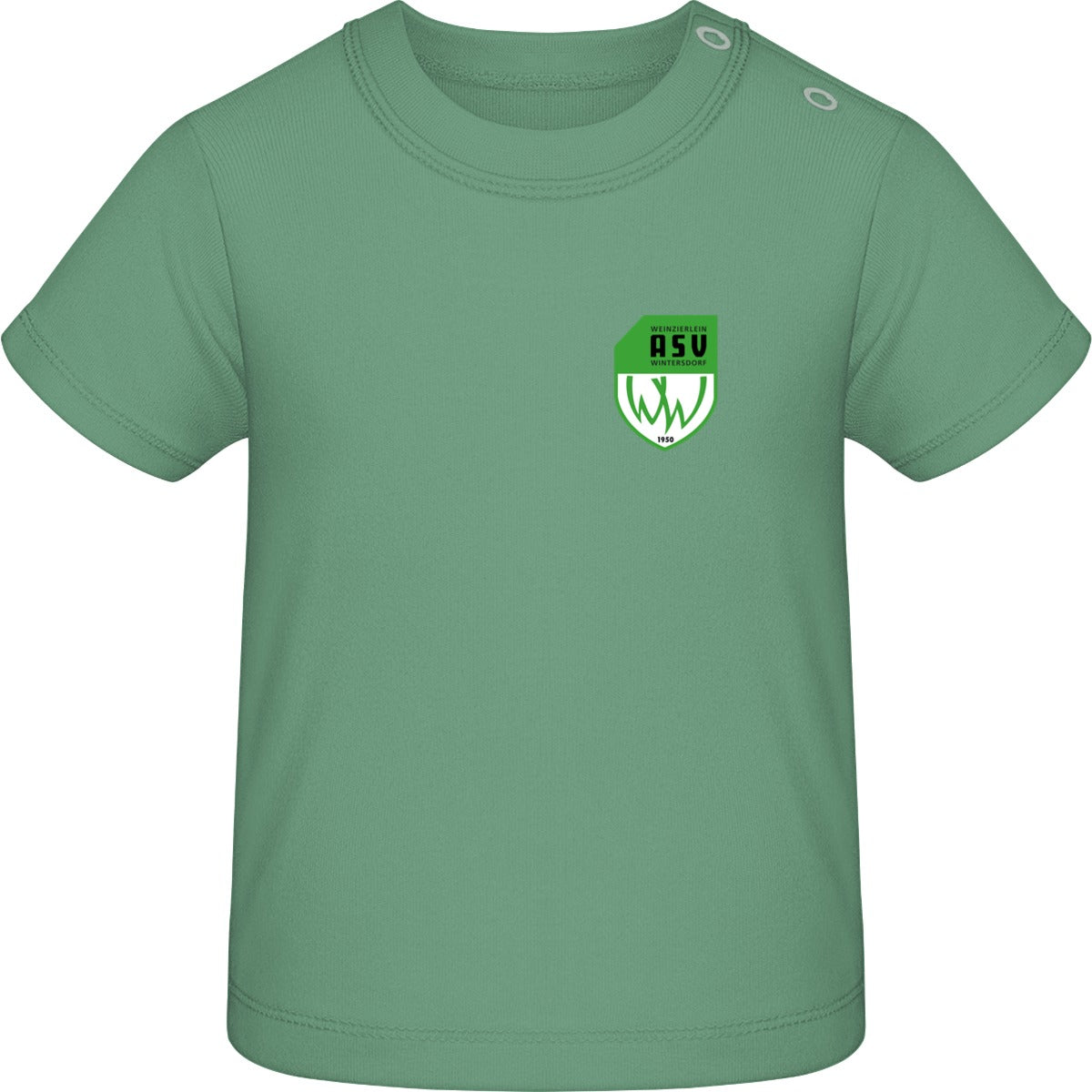 Baby T-Shirt BZ02 – ASV-Wappen herzseitig Sage Green Vorderseite