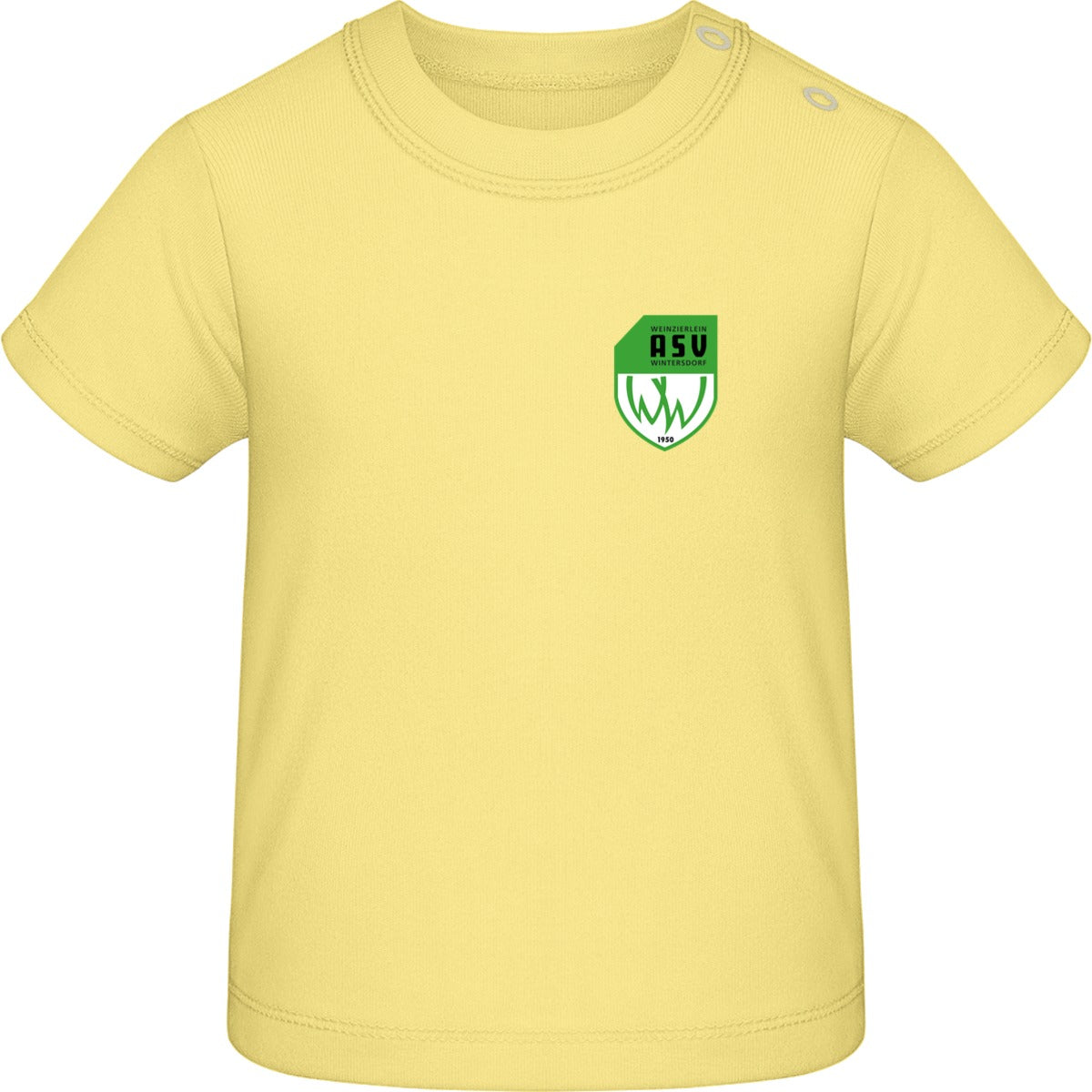 Baby T-Shirt BZ02 – ASV-Wappen herzseitig Soft Yellow Vorderseite