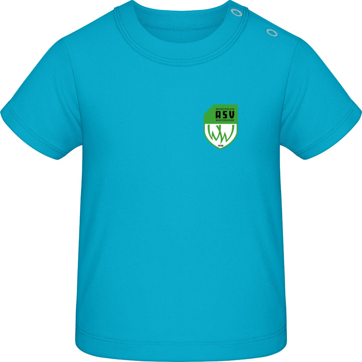 Baby T-Shirt BZ02 – ASV-Wappen herzseitig Surf Blue Vorderseite