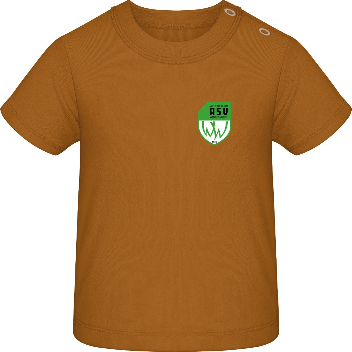 Baby T-Shirt BZ02 – ASV-Wappen herzseitig Toffee Vorderseite