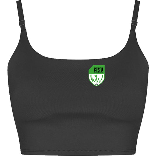 Nachhaltiger Damen Sport BH (Sports Bra) JC217 – ASV-Wappen herzseitig Jet Black Vorderseite