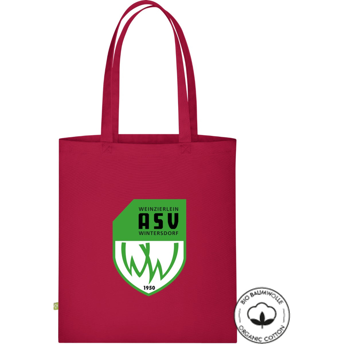 Tasche Bio Baumwolle WM261 – ASV-Wappen mittig groß Classic Red Vorderseite