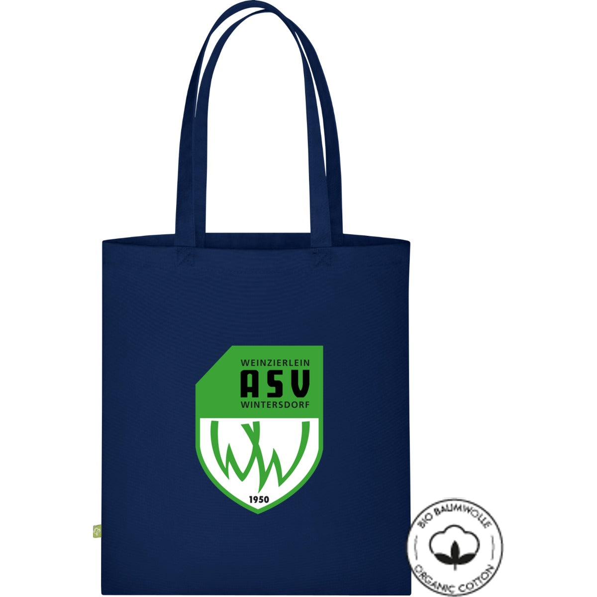Tasche Bio Baumwolle WM261 – ASV-Wappen mittig groß French Navy Vorderseite