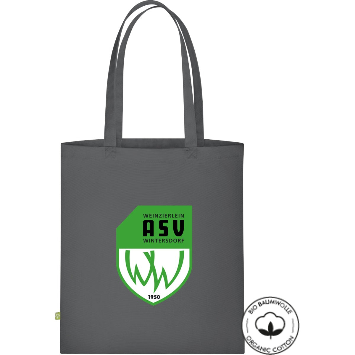 Tasche Bio Baumwolle WM261 – ASV-Wappen mittig groß Graphite Grey Vorderseite