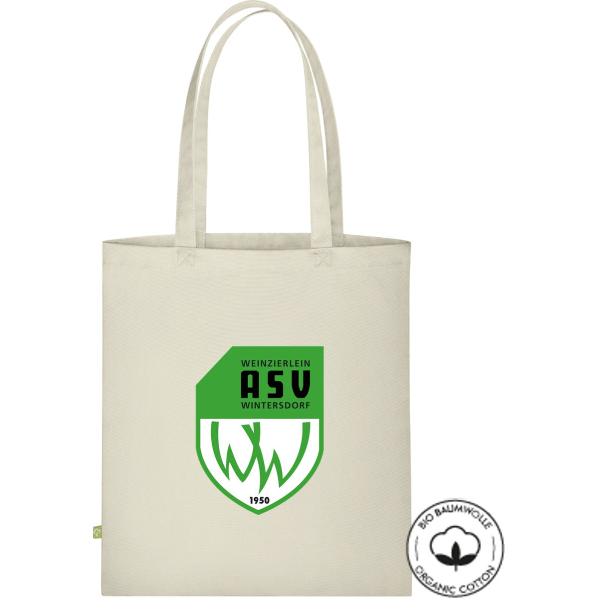 Tasche Bio Baumwolle WM261 – ASV-Wappen mittig groß Natural Vorderseite