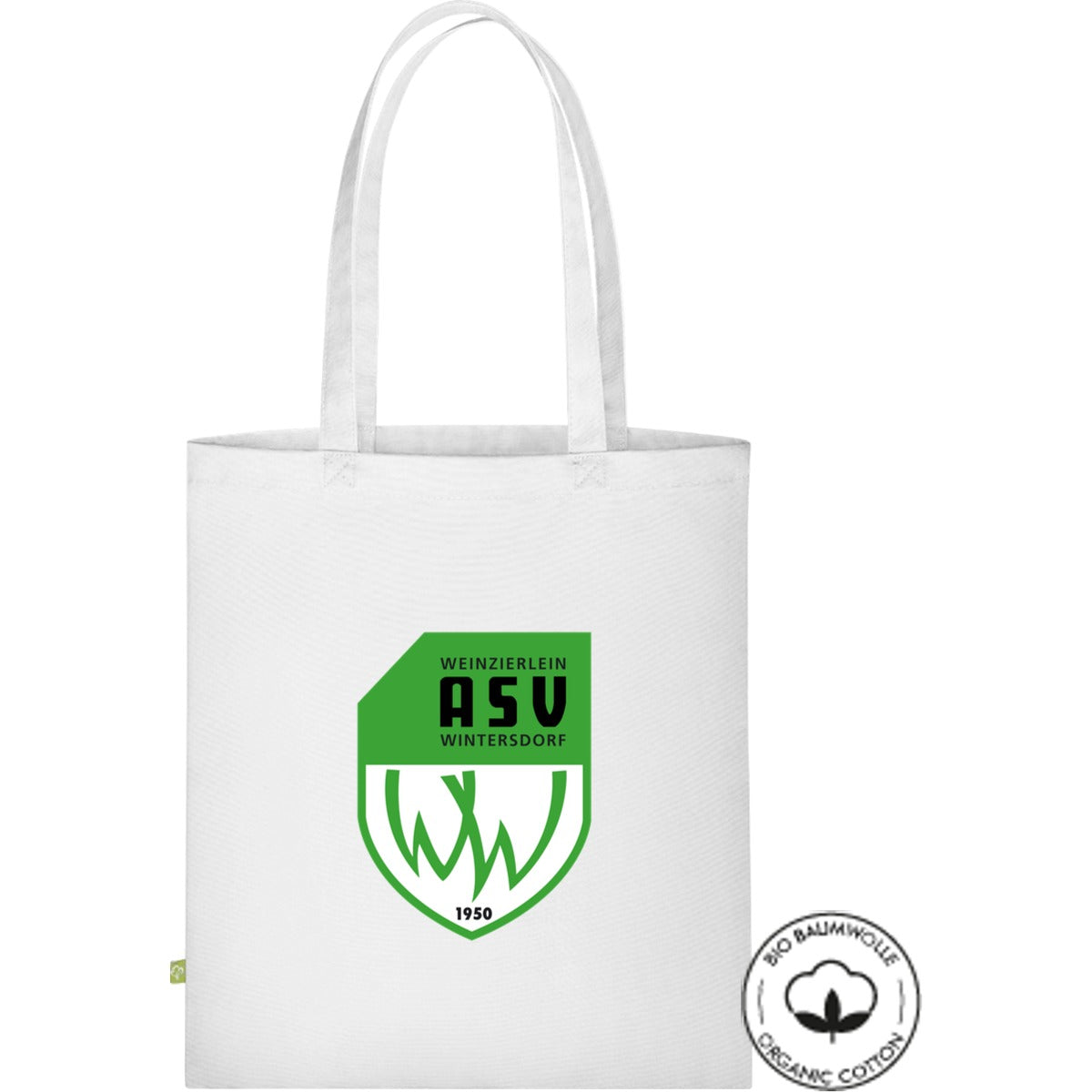 Tasche Bio Baumwolle WM261 – ASV-Wappen mittig groß White Vorderseite