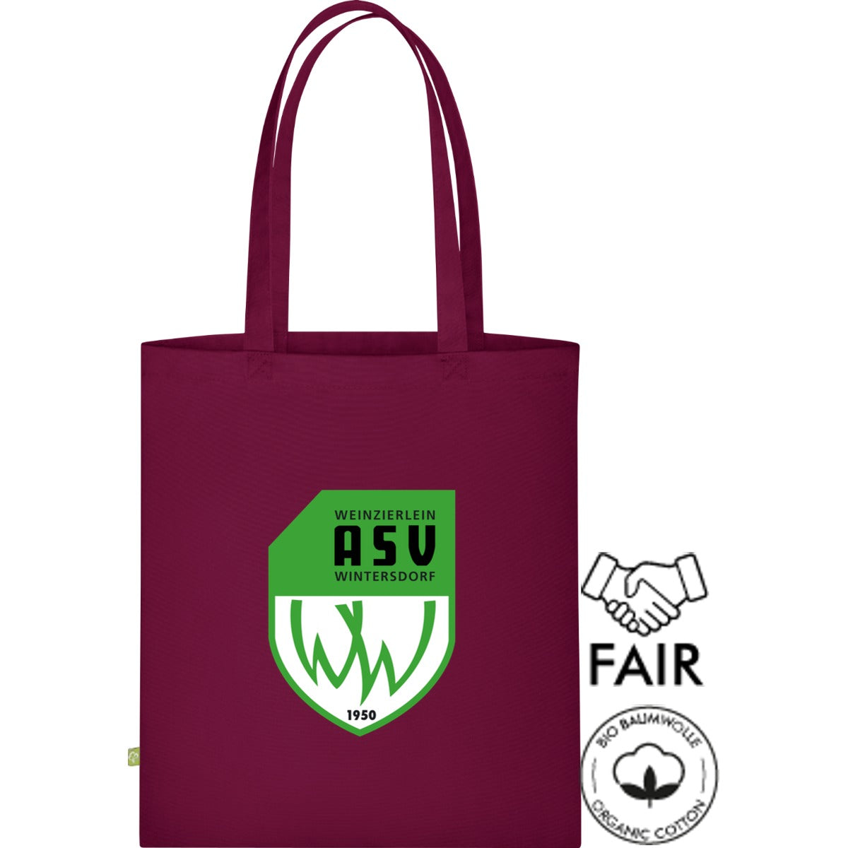 Stofftasche Fairtrade XT600N – ASV-Wappen mittig groß Burgundy Vorderseite