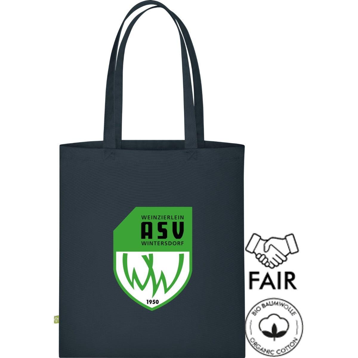 Stofftasche Fairtrade XT600N – ASV-Wappen mittig groß Graphite Grey Vorderseite