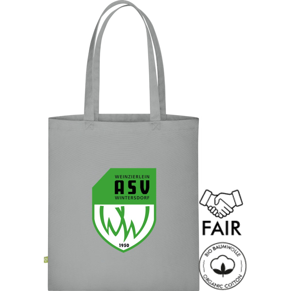 Stofftasche Fairtrade XT600N – ASV-Wappen mittig groß Light Grey Vorderseite