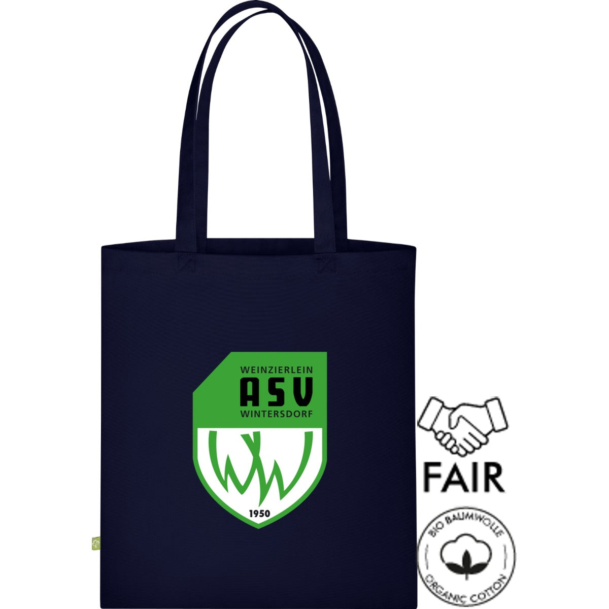 Stofftasche Fairtrade XT600N – ASV-Wappen mittig groß Navy Vorderseite