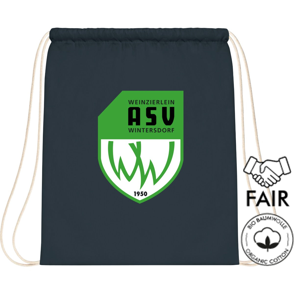 Turnbeutel Recycled Bio XT400 – ASV-Wappen mittig groß Graphite Grey Vorderseite