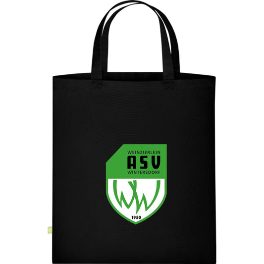 Baumwolltasche kurze Henkel WM101S – ASV-Wappen mittig groß Black Vorderseite