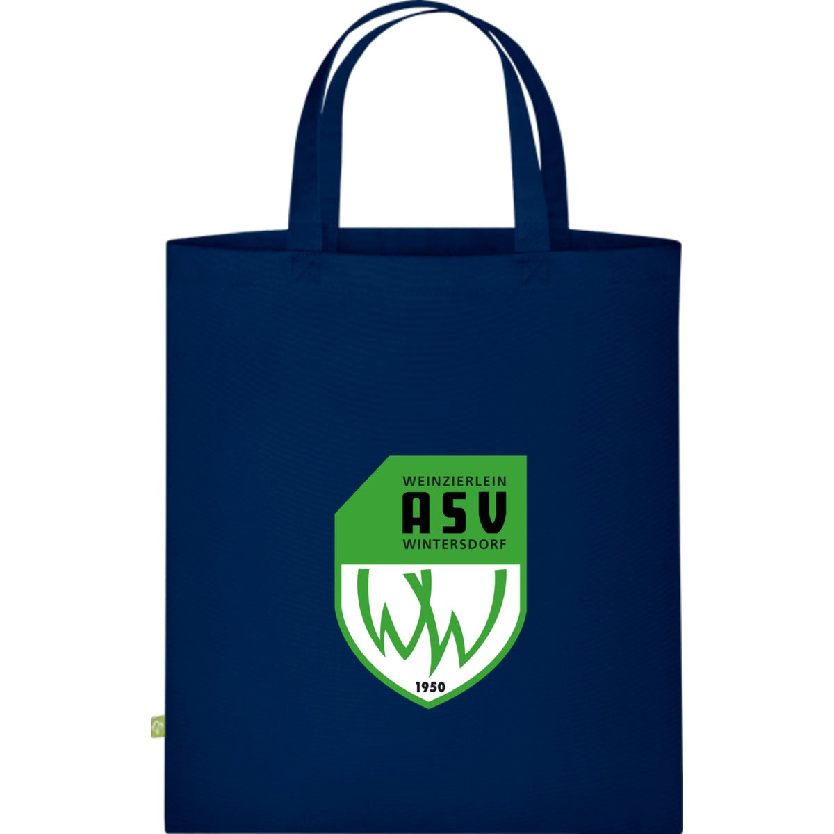 Baumwolltasche kurze Henkel WM101S – ASV-Wappen mittig groß French Navy Vorderseite