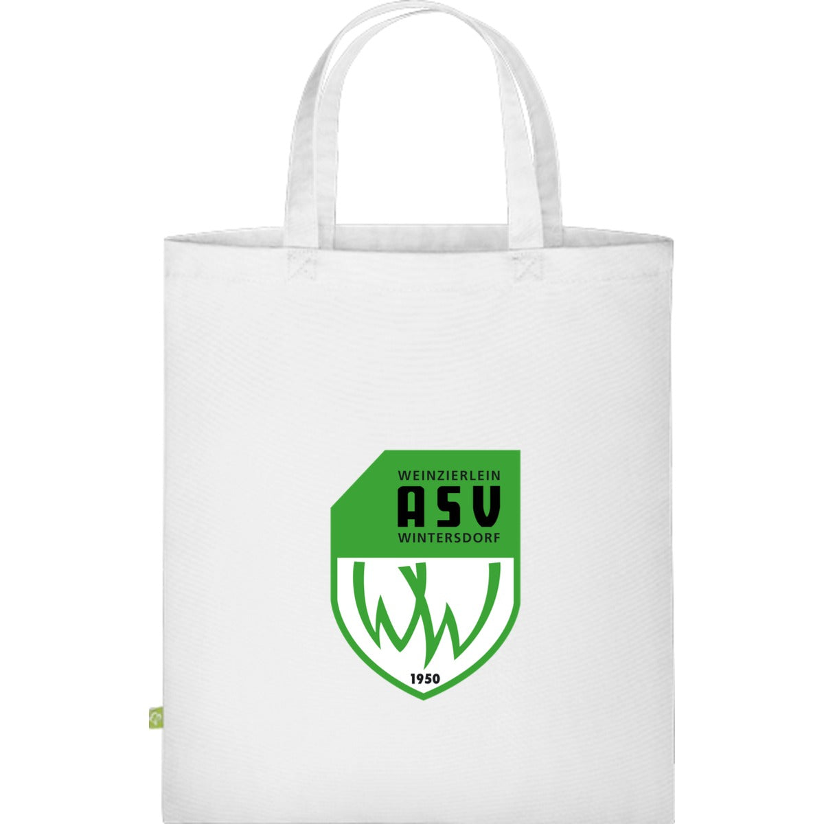 Baumwolltasche kurze Henkel WM101S – ASV-Wappen mittig groß White Vorderseite