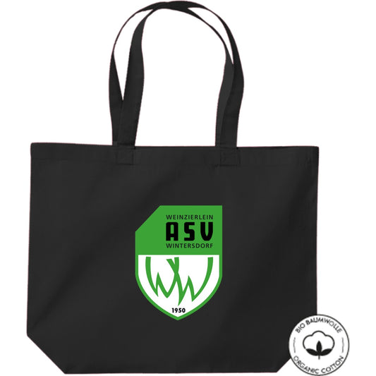 Shopper Einkaufstasche Bio Baumwolle WM265 – ASV-Wappen mittig groß Black Vorderseite