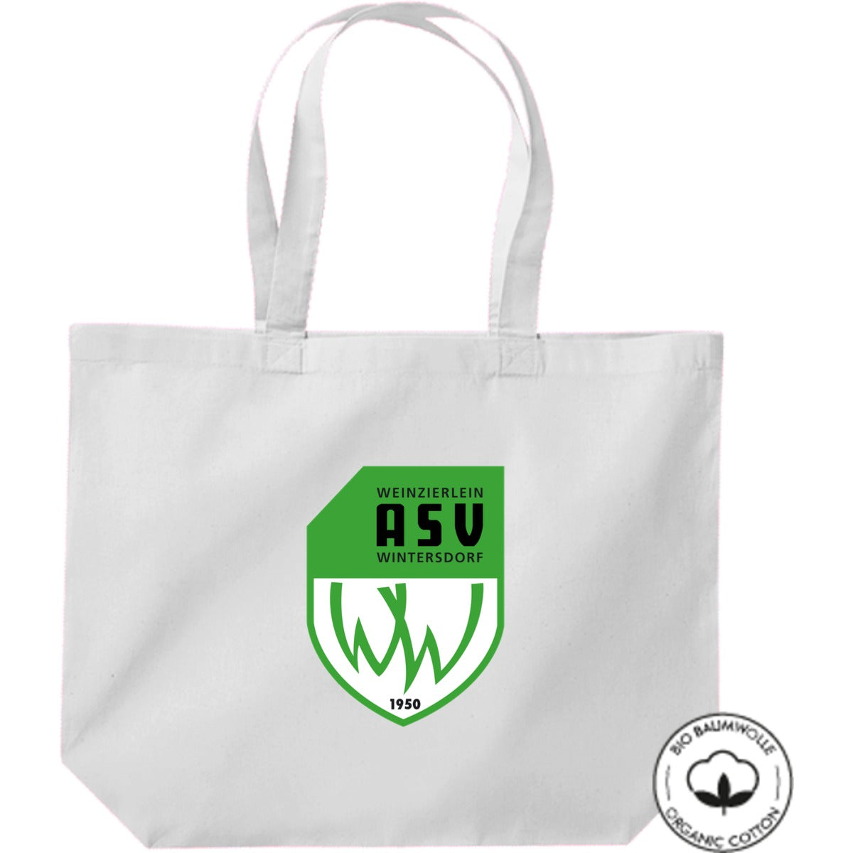 Shopper Einkaufstasche Bio Baumwolle WM265 – ASV-Wappen mittig groß White Vorderseite
