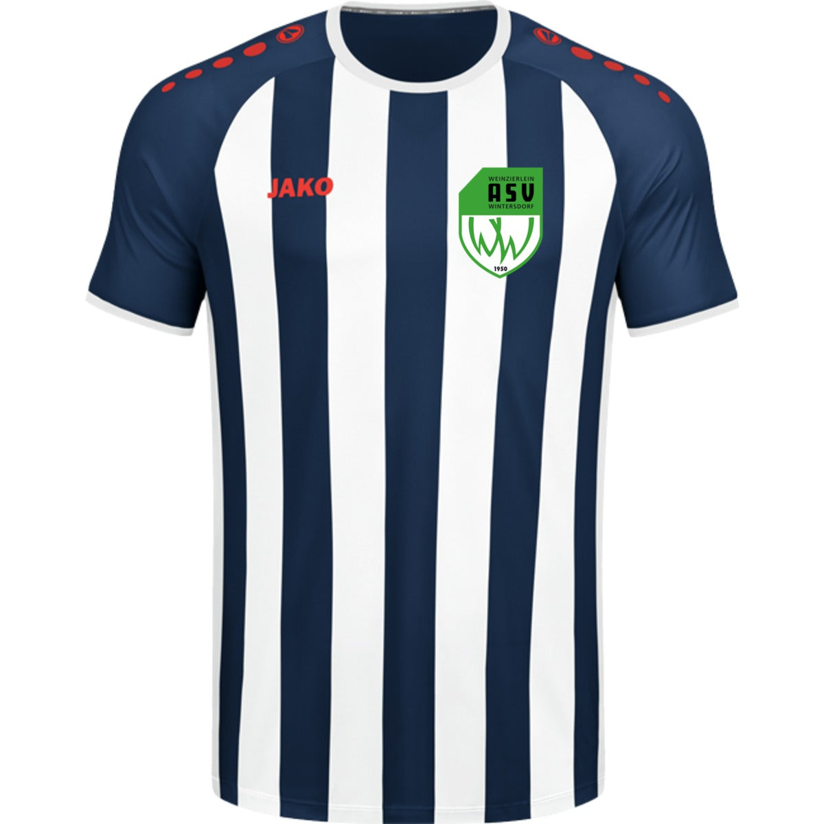 JAKO Trikot Inter Kurzarm 4215 – ASV-Wappen herzseitig Navy/Weiß Vorderseite