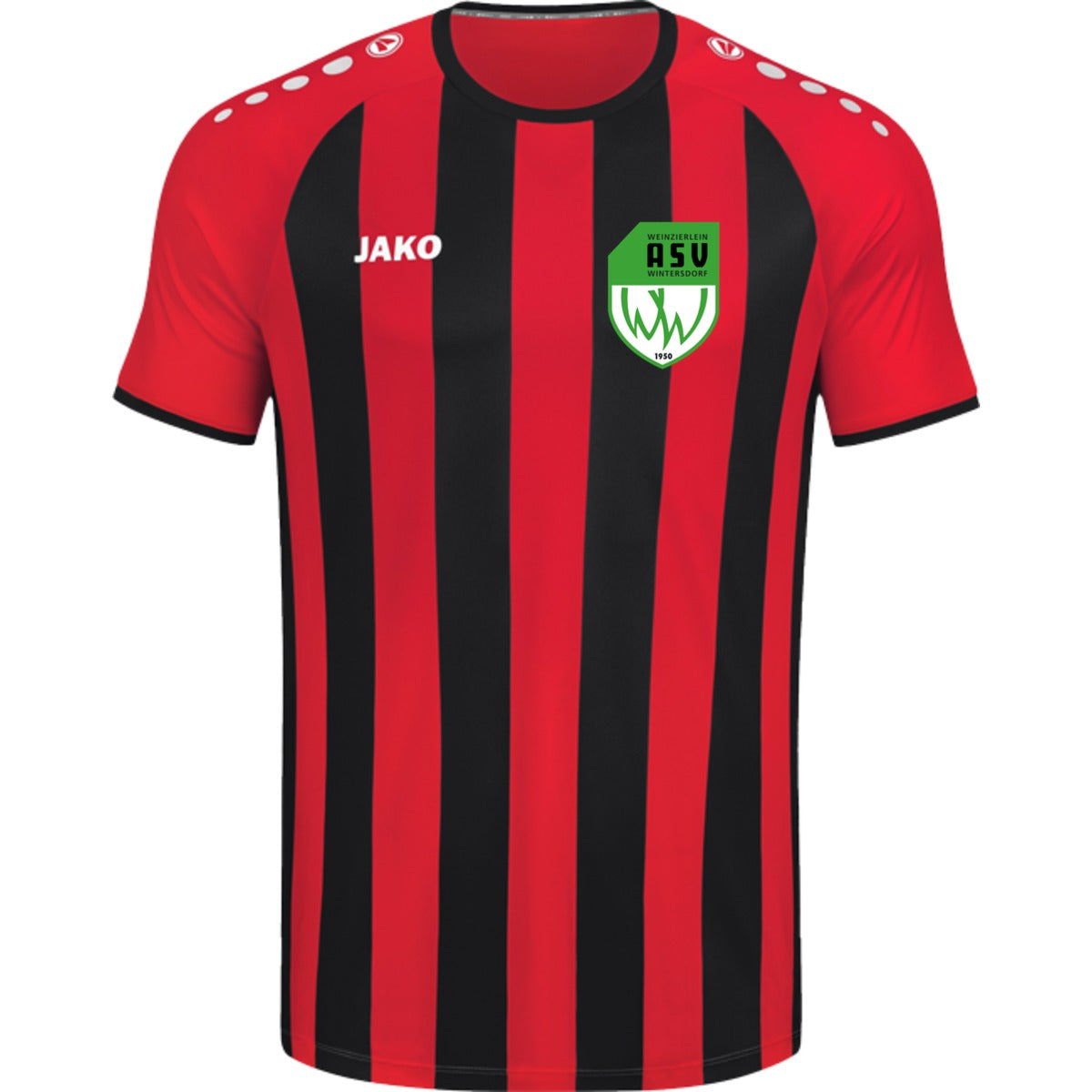 JAKO Trikot Inter Kurzarm 4215 – ASV-Wappen herzseitig Sportrot/Schwarz Vorderseite