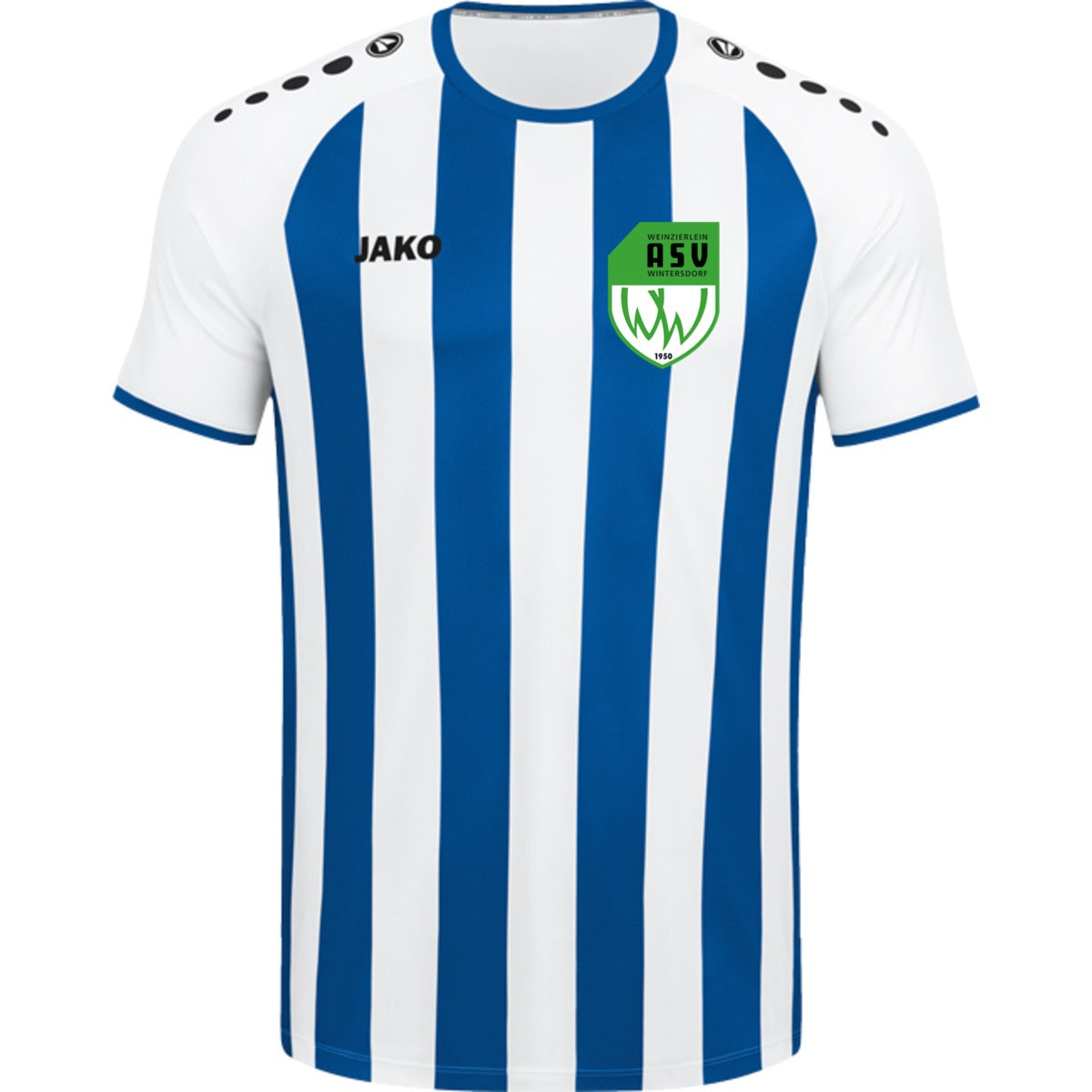 JAKO Trikot Inter Kurzarm 4215 – ASV-Wappen herzseitig Weiß/Sport Royal Vorderseite