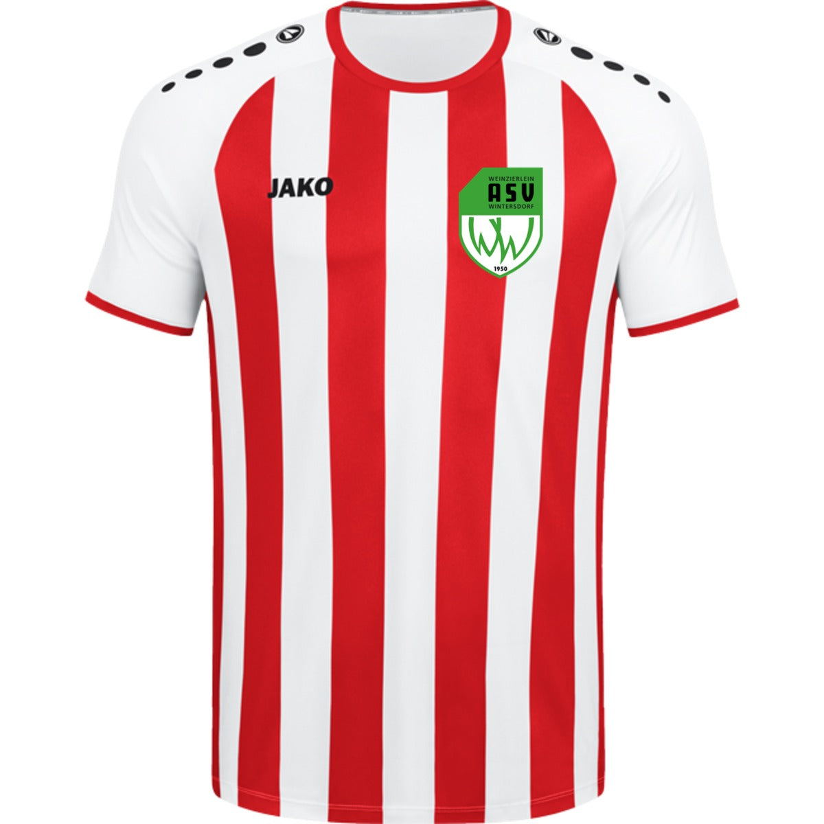 JAKO Trikot Inter Kurzarm 4215 – ASV-Wappen herzseitig Weiß/Sportrot Vorderseite