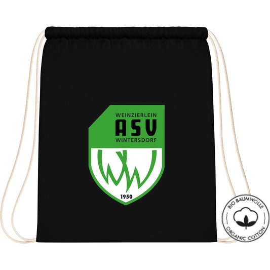 Organic Gymsac Bio Baumwolle WM810 – ASV-Wappen mittig groß Black Vorderseite
