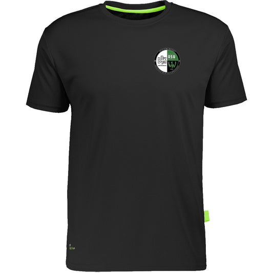 Nachhaltiges Herren Laufshirt aus 100% recyceltem Polyester CN160 – Vereinslogo herzseitig Black Vorderseite