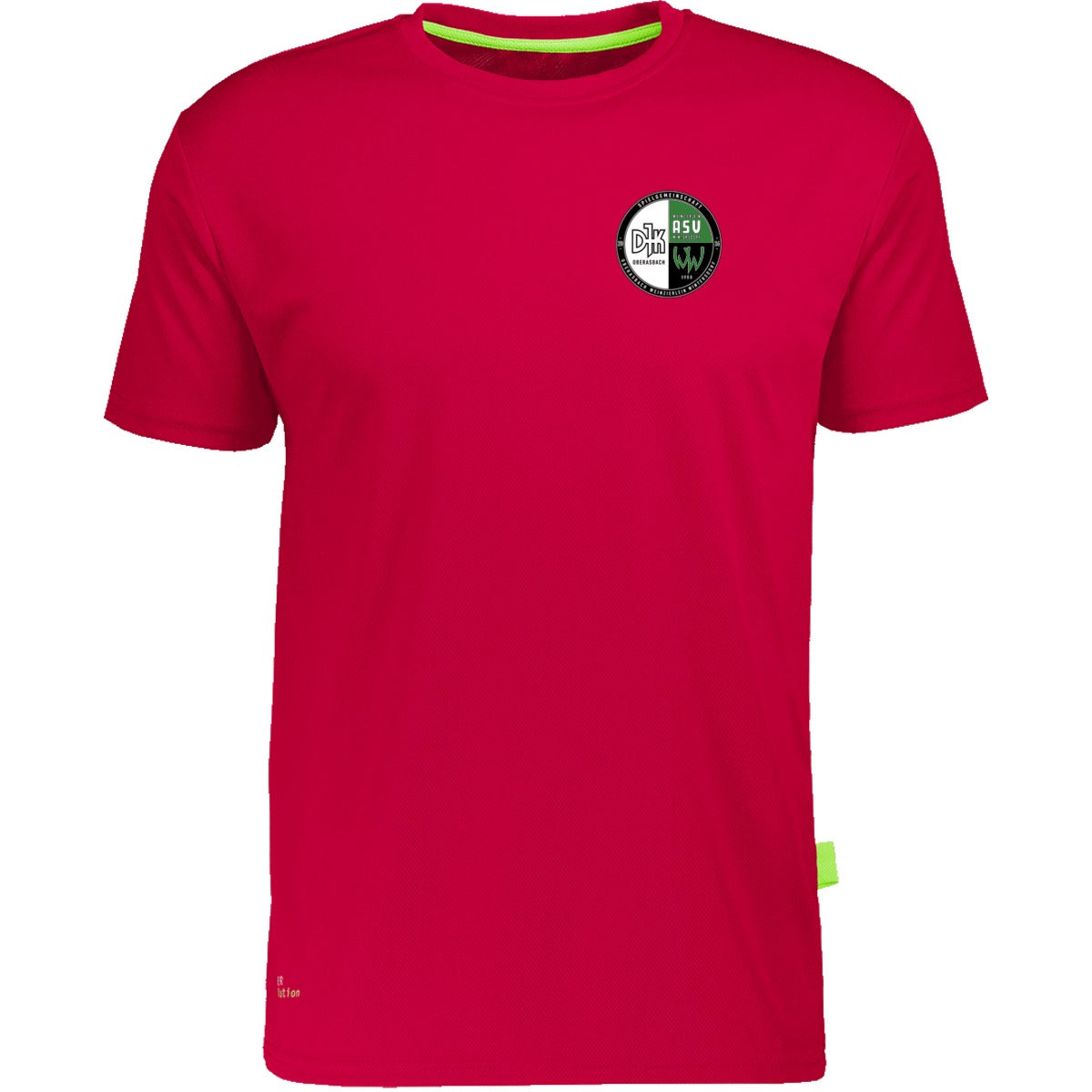 Nachhaltiges Herren Laufshirt aus 100% recyceltem Polyester CN160 – Vereinslogo herzseitig Red Vorderseite