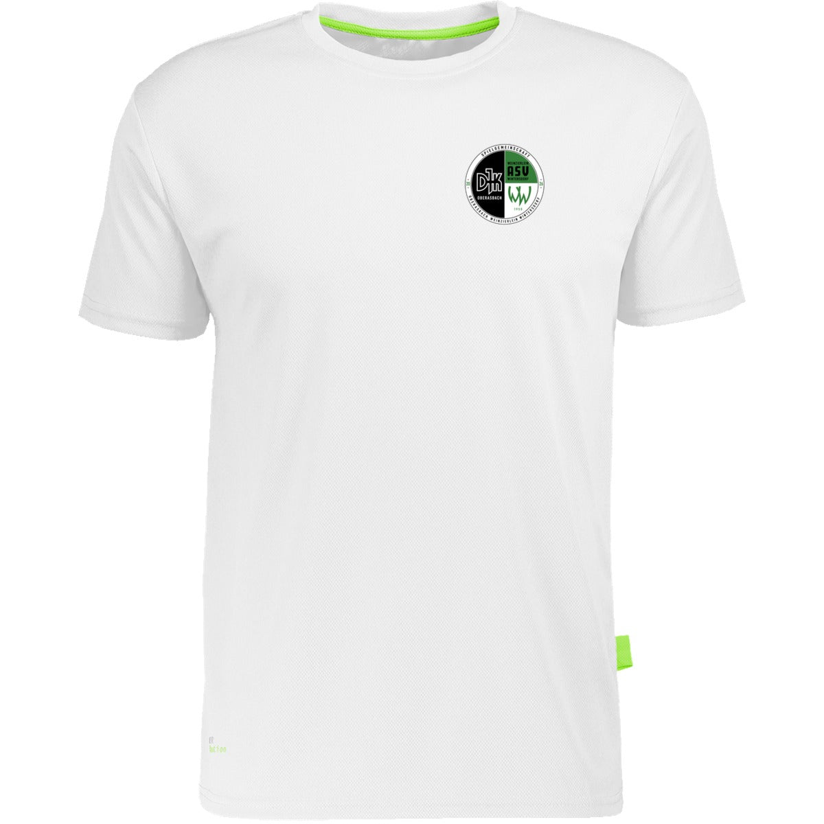 Nachhaltiges Herren Laufshirt aus 100% recyceltem Polyester CN160 – Vereinslogo herzseitig White Vorderseite