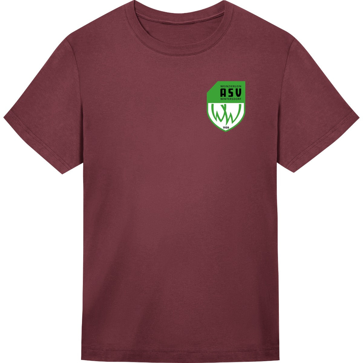 Unisex T-Shirt Freestyler STTU788 – ASV-Wappen herzseitig Burgundy Vorderseite