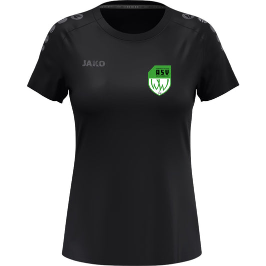 JAKO Damen T-Shirt Light Flow 6176W – ASV-Wappen herzseitig Schwarz Vorderseite