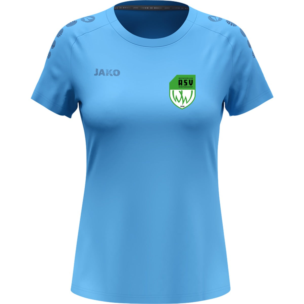 JAKO Damen T-Shirt Light Flow 6176W – ASV-Wappen herzseitig Skyblue Vorderseite