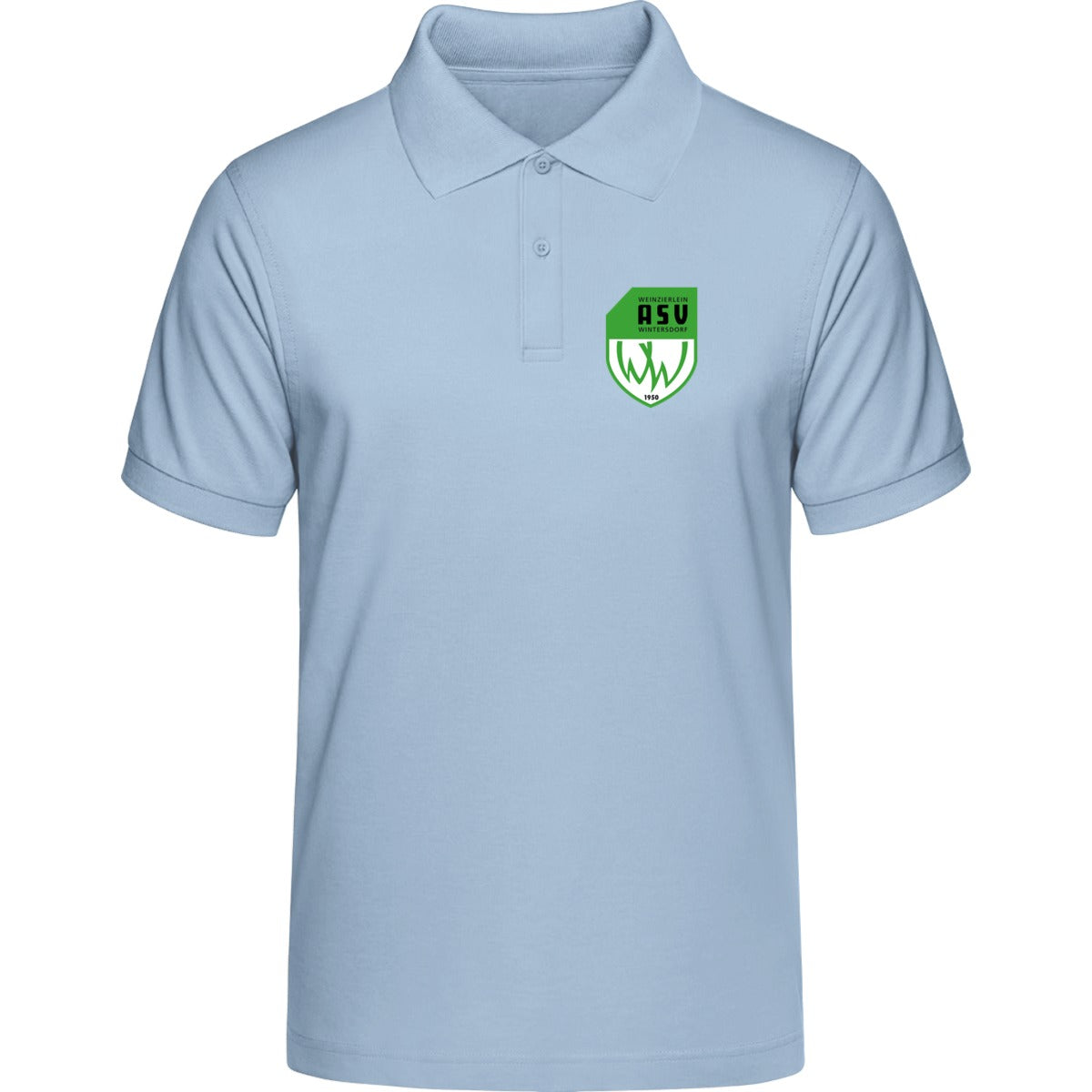 HAKRO Poloshirt MIKRALINAR H0816 – ASV-Wappen herzseitig Eisblau Vorderseite