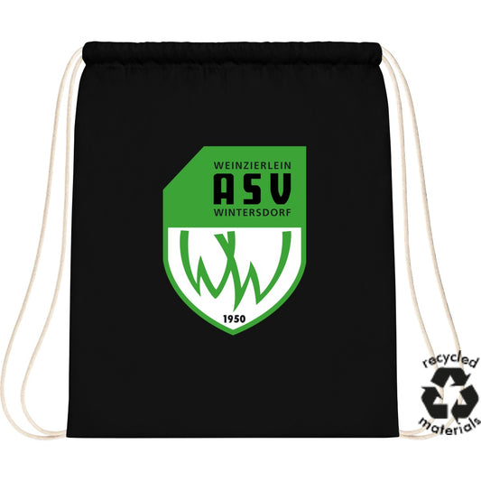 Turnbeutel aus recycelter Baumwolle XT450 – ASV-Wappen mittig groß Black Vorderseite