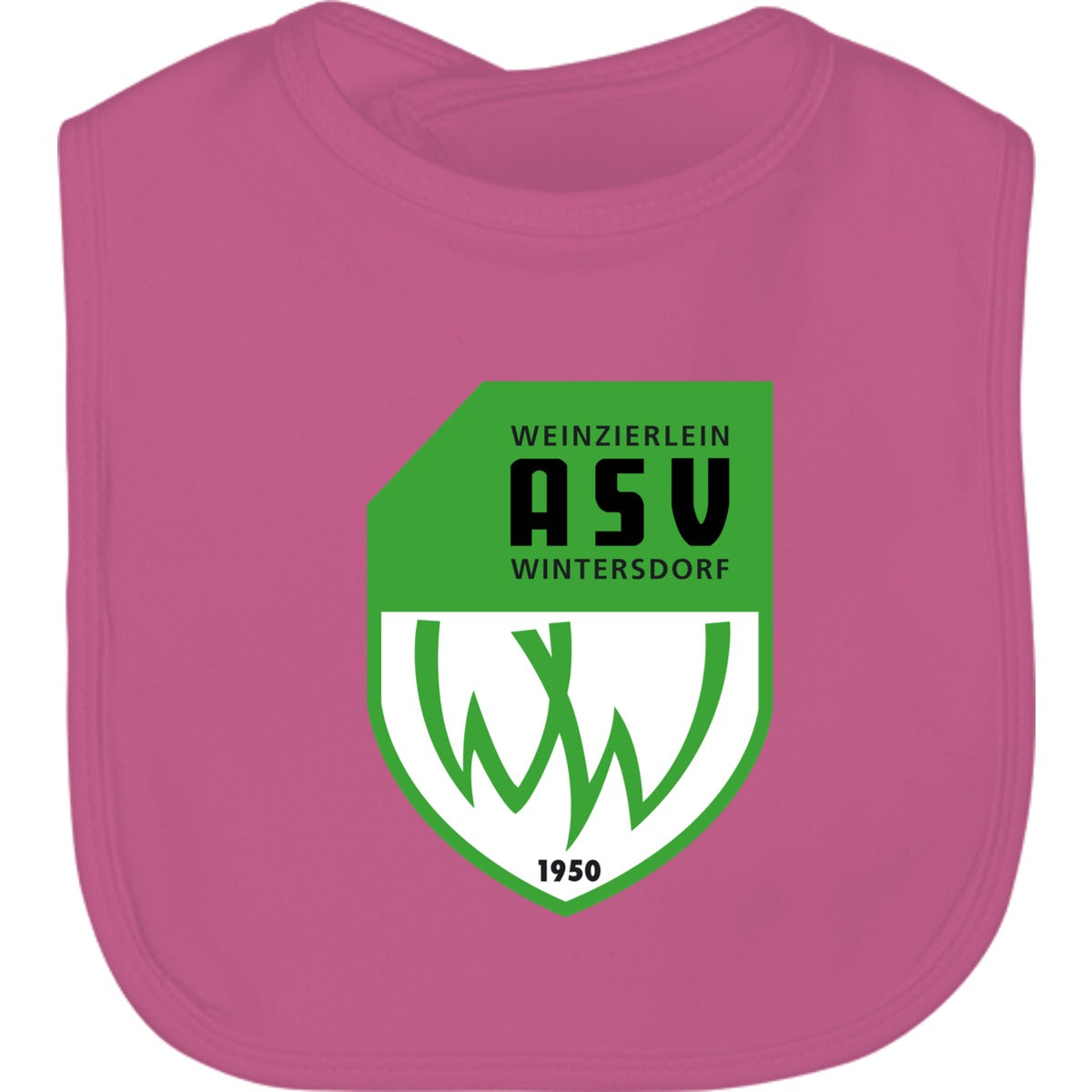 Baby Latz BZ12 – ASV-Wappen mittig groß Bubble Gum Pink Vorderseite