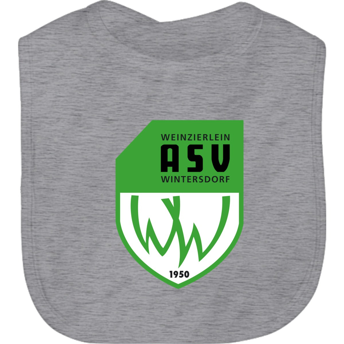 Baby Latz BZ12 – ASV-Wappen mittig groß Heather Grey Melange Vorderseite