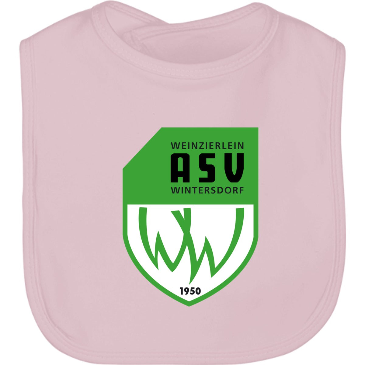 Baby Latz BZ12 – ASV-Wappen mittig groß Powder Pink Vorderseite