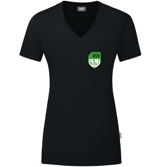 JAKO Damen T-Shirt Organic C6120W – ASV-Wappen herzseitig Schwarz Vorderseite