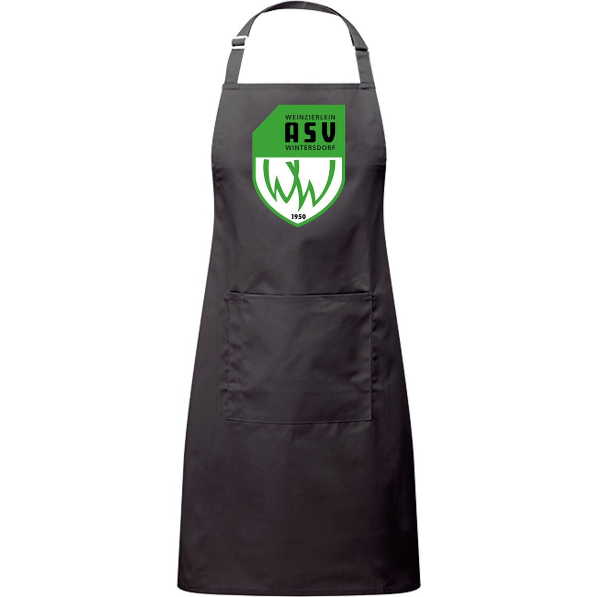 Kochschürze mit Tasche PR154 – ASV-Wappen mittig groß Charcoal Vorderseite