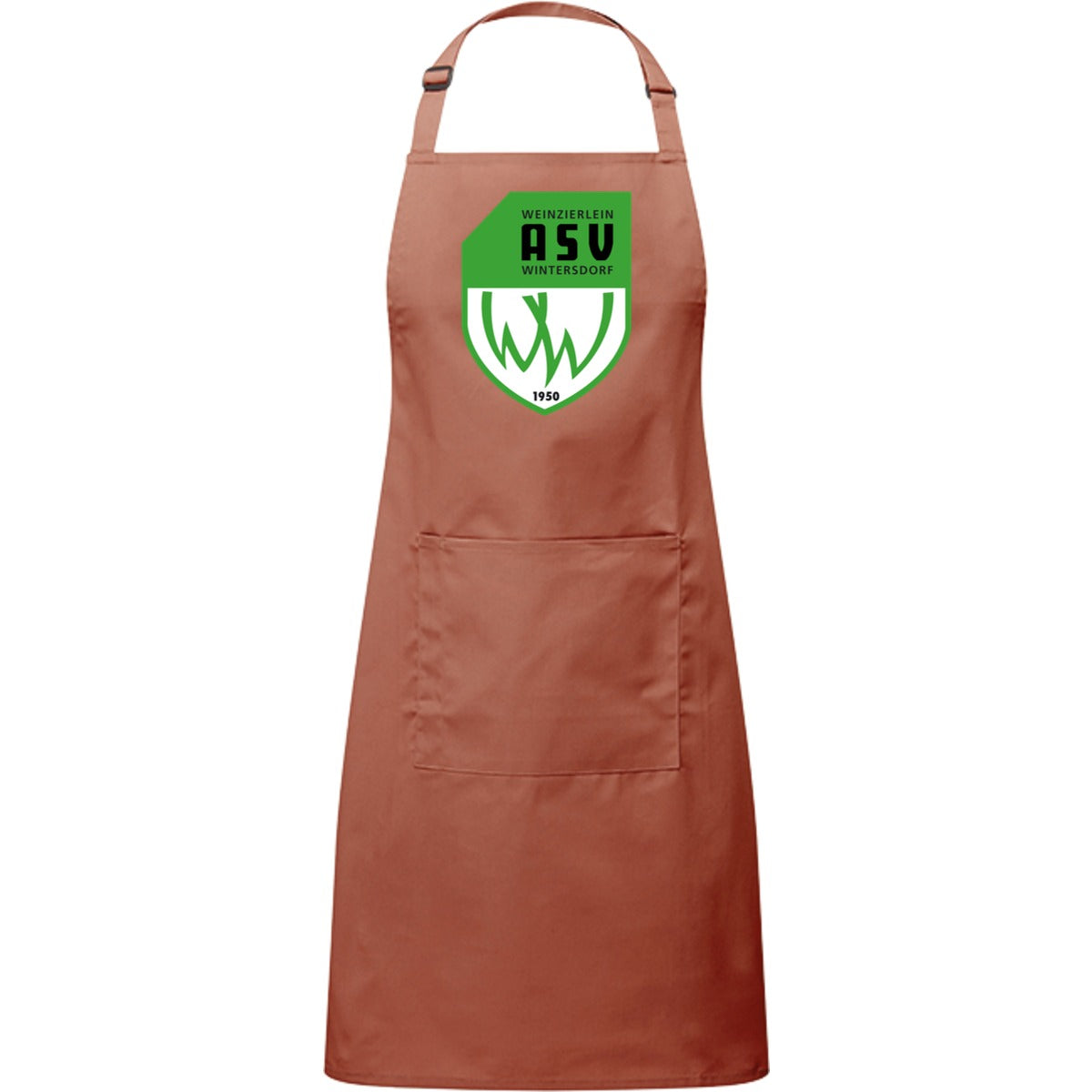 Kochschürze mit Tasche PR154 – ASV-Wappen mittig groß Chestnut Vorderseite