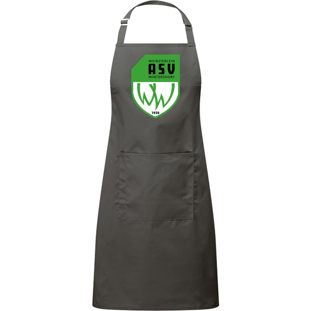 Kochschürze mit Tasche PR154 – ASV-Wappen mittig groß Dark Grey Vorderseite