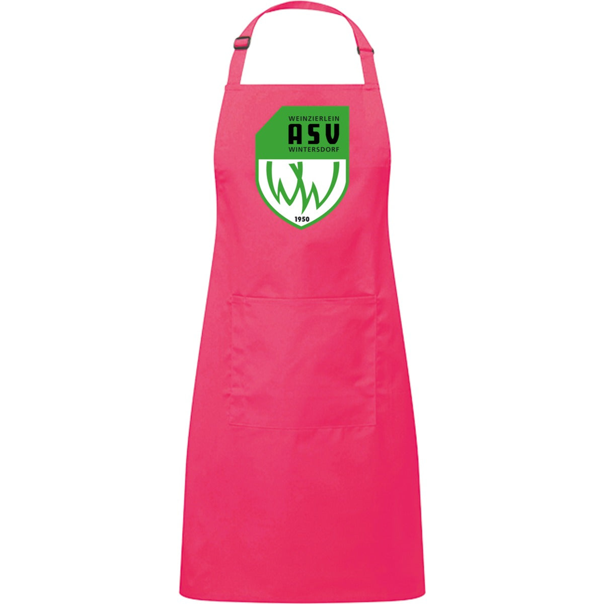 Kochschürze mit Tasche PR154 – ASV-Wappen mittig groß Hot Pink Vorderseite