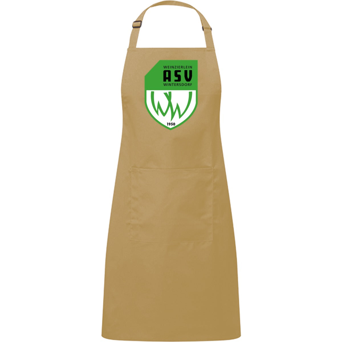 Kochschürze mit Tasche PR154 – ASV-Wappen mittig groß Khaki Vorderseite