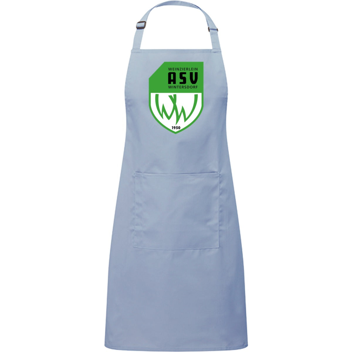 Kochschürze mit Tasche PR154 – ASV-Wappen mittig groß Light Blue Vorderseite