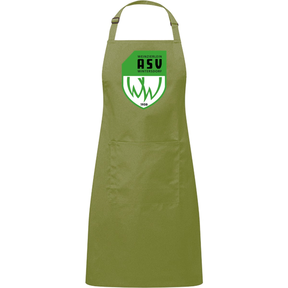 Kochschürze mit Tasche PR154 – ASV-Wappen mittig groß Oasis Green Vorderseite