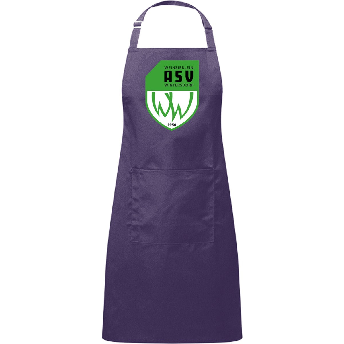 Kochschürze mit Tasche PR154 – ASV-Wappen mittig groß Purple Vorderseite