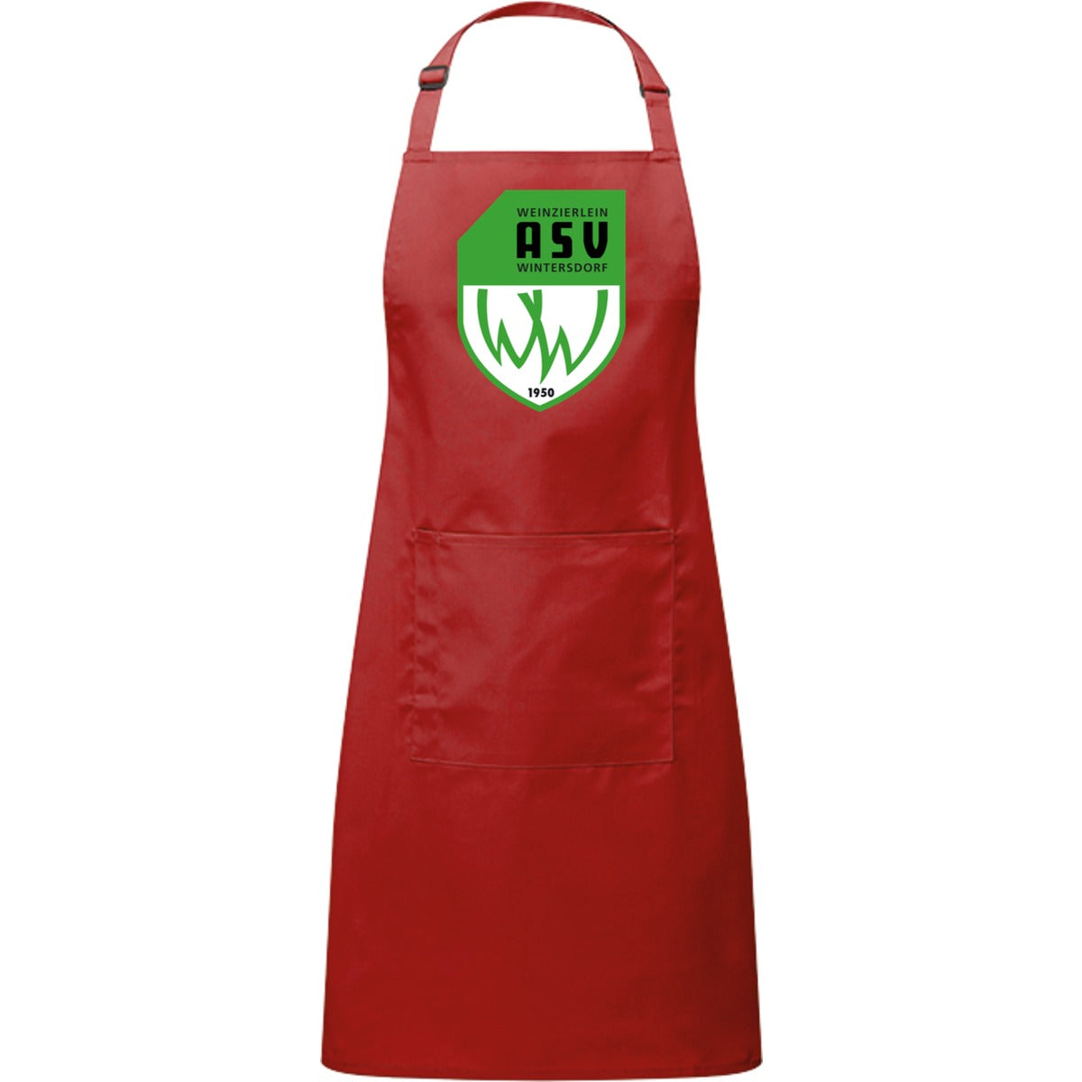 Kochschürze mit Tasche PR154 – ASV-Wappen mittig groß Red Vorderseite