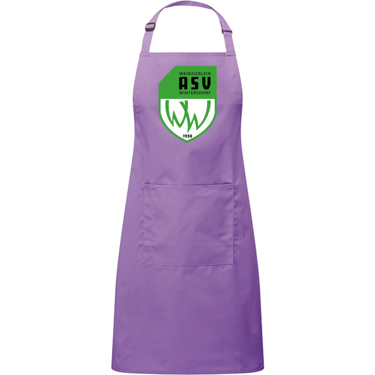 Kochschürze mit Tasche PR154 – ASV-Wappen mittig groß Rich Violet Vorderseite