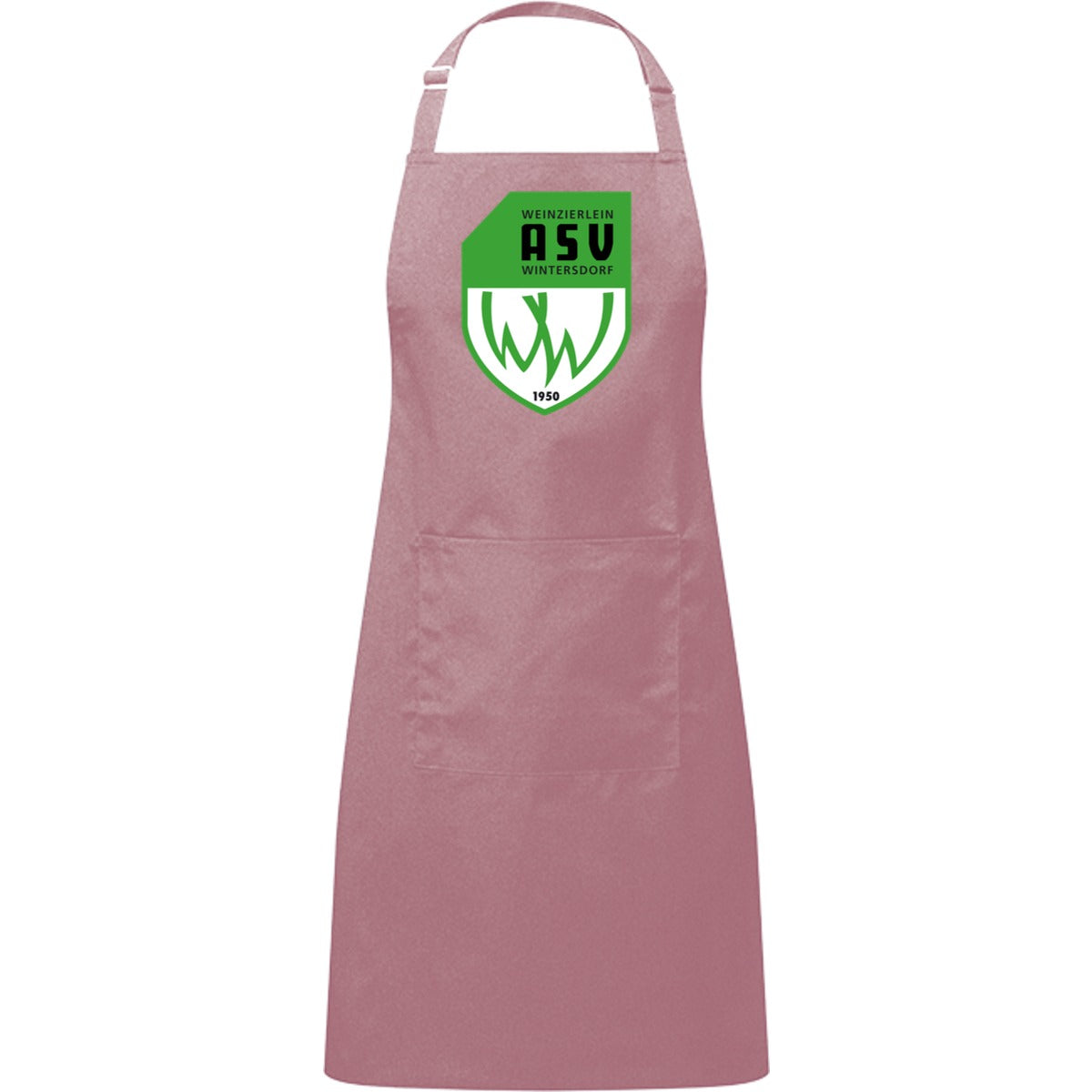 Kochschürze mit Tasche PR154 – ASV-Wappen mittig groß Rose Vorderseite