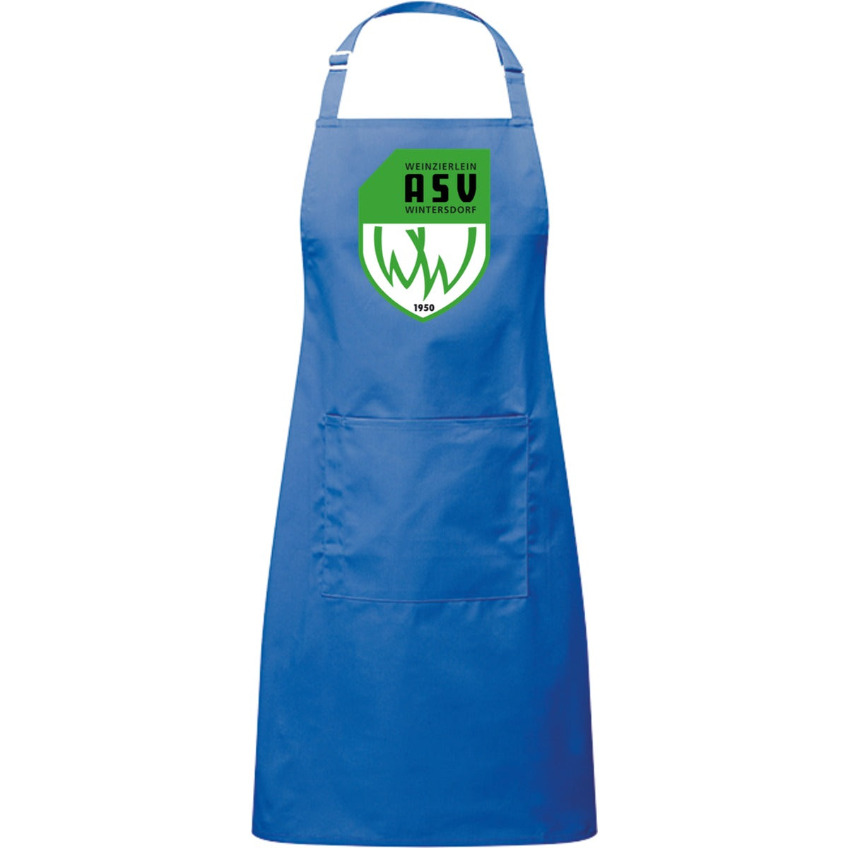 Kochschürze mit Tasche PR154 – ASV-Wappen mittig groß Sapphire Vorderseite