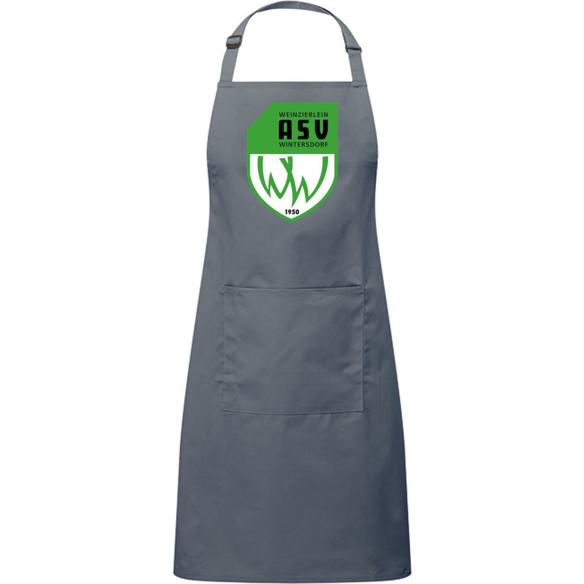 Kochschürze mit Tasche PR154 – ASV-Wappen mittig groß Steel Vorderseite